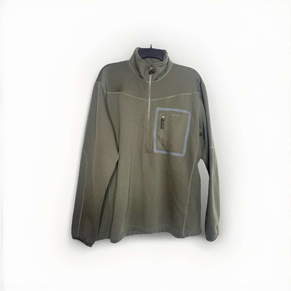 Filson Shuksan Half Zip Fleece Pullover Sweater Jacket Mens M Olive Green